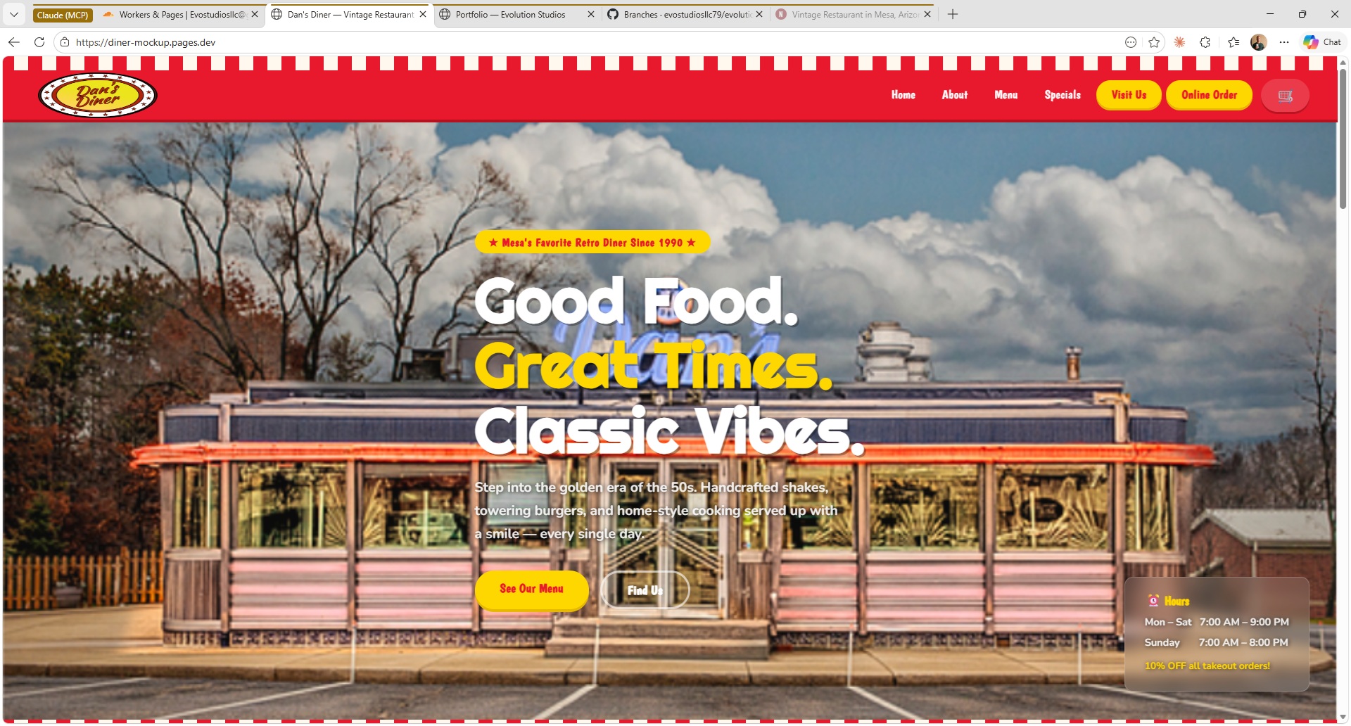 Dan's Diner website preview